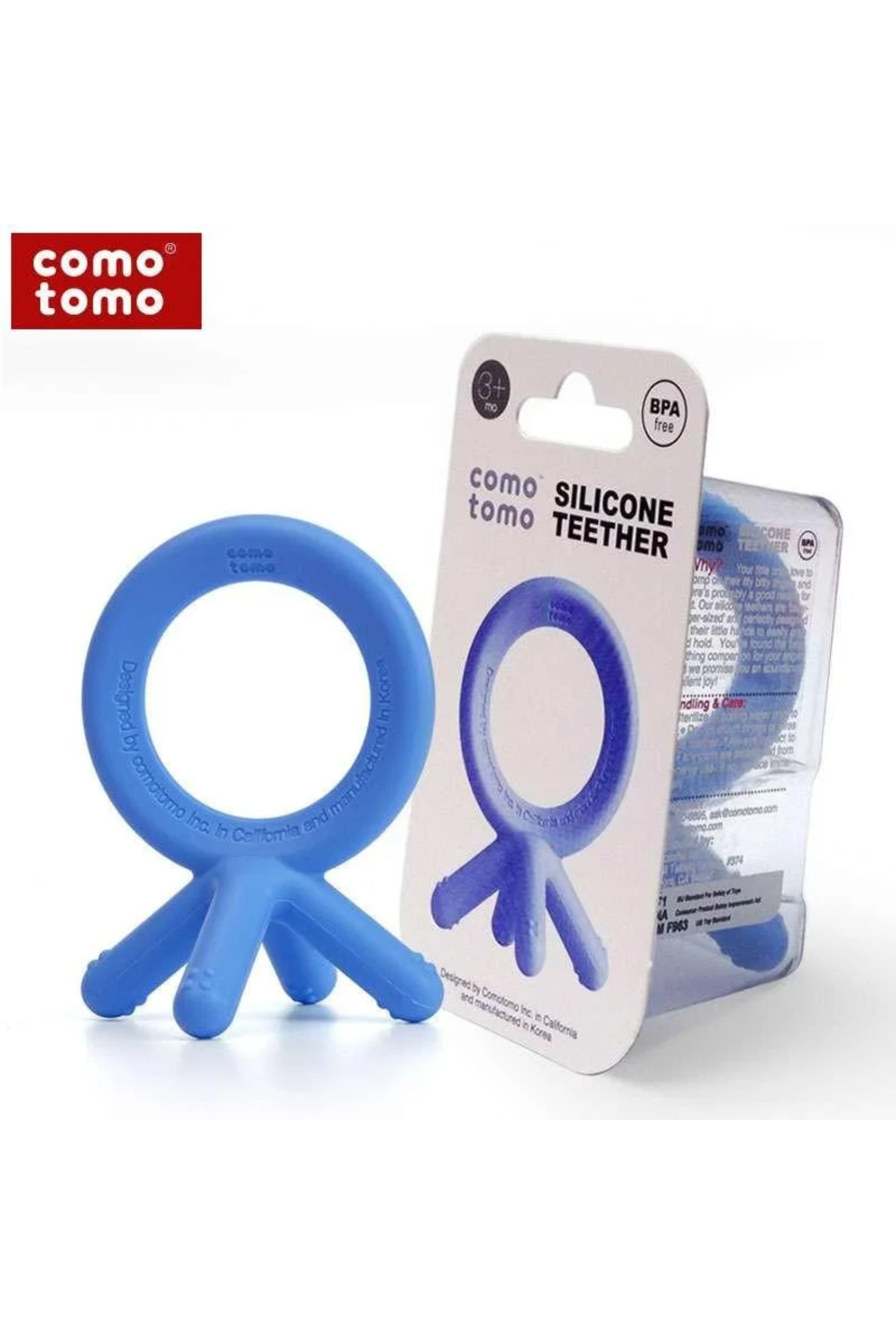 COMOTOMO SILICONE TEETHER BLUE 3M