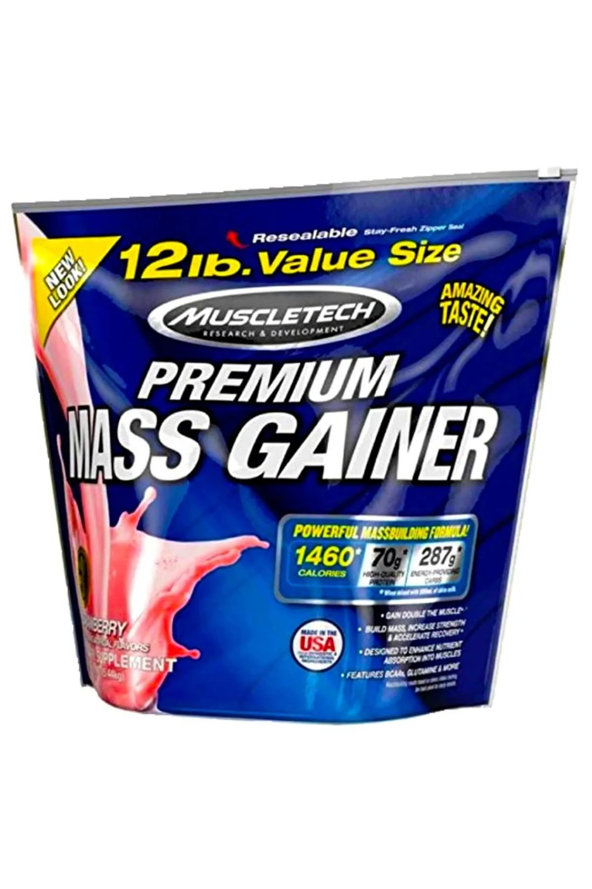 MUSCLETECH  100% PREM MASS GAINER STRAWBERRY 12LBS(IV005)