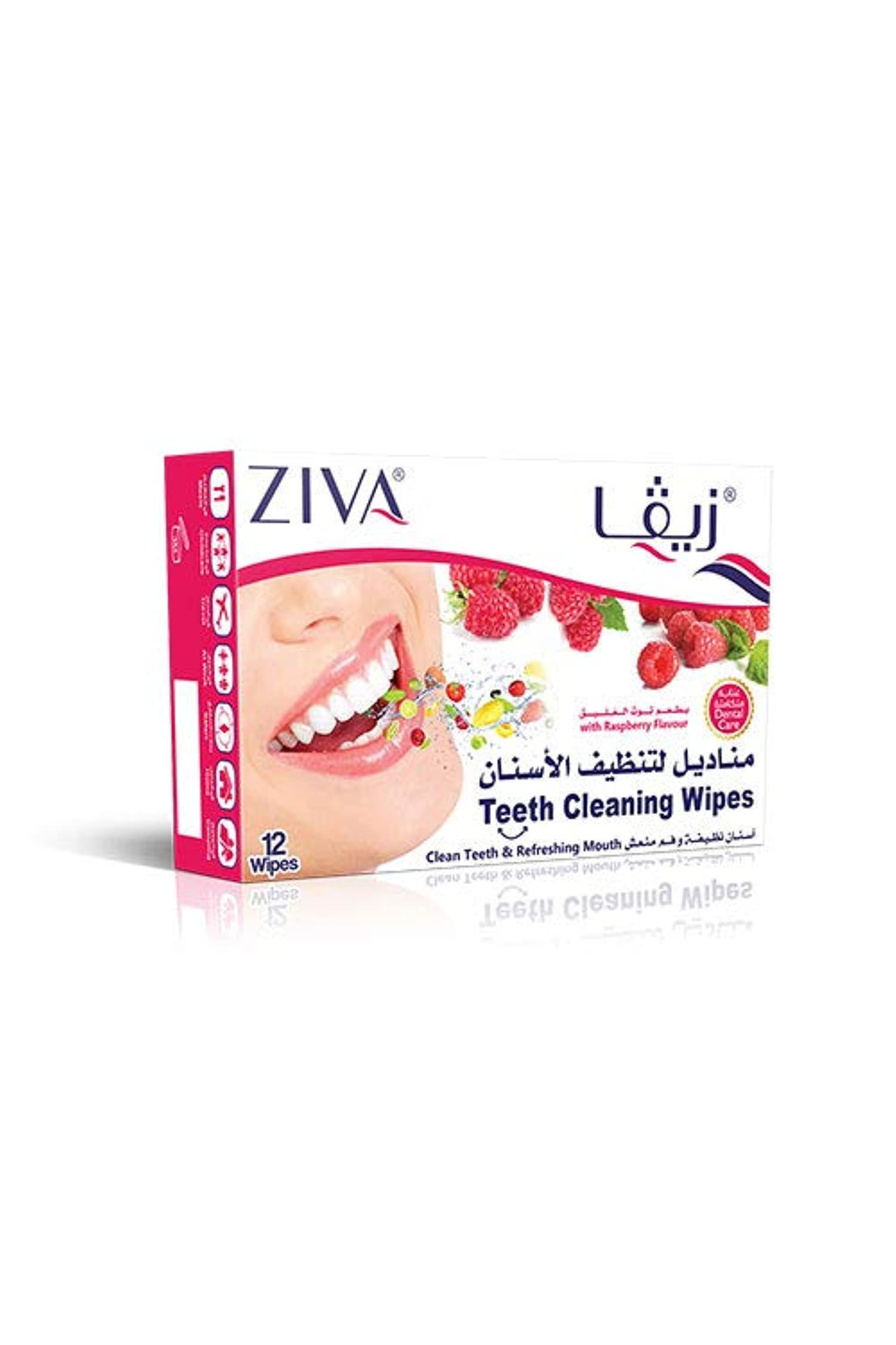 ZIVA TEETH CLEANING WIPES RASPBERRY 12"S ZW085
