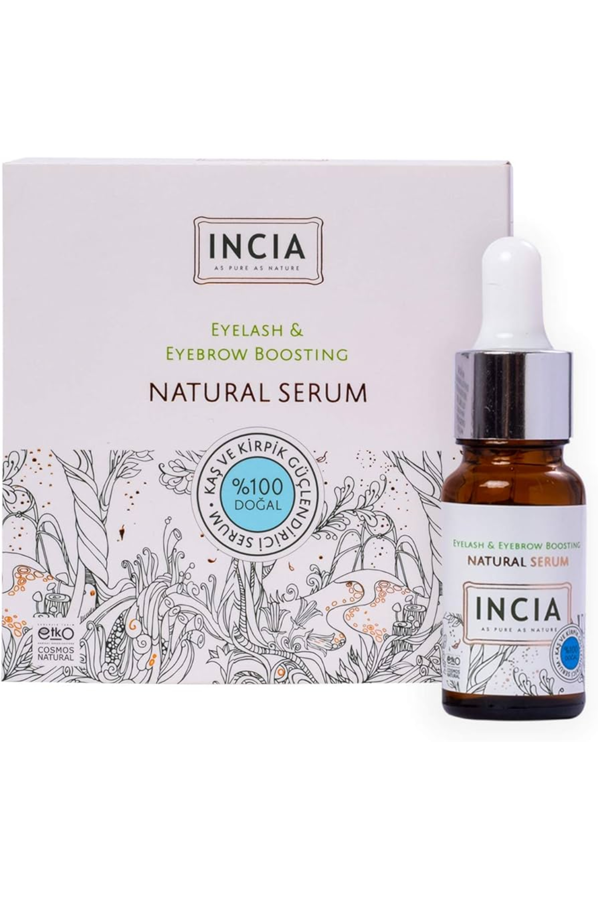 INCIA 100% NATURAL EYEBROW & EYELASH SERUM 10 ML