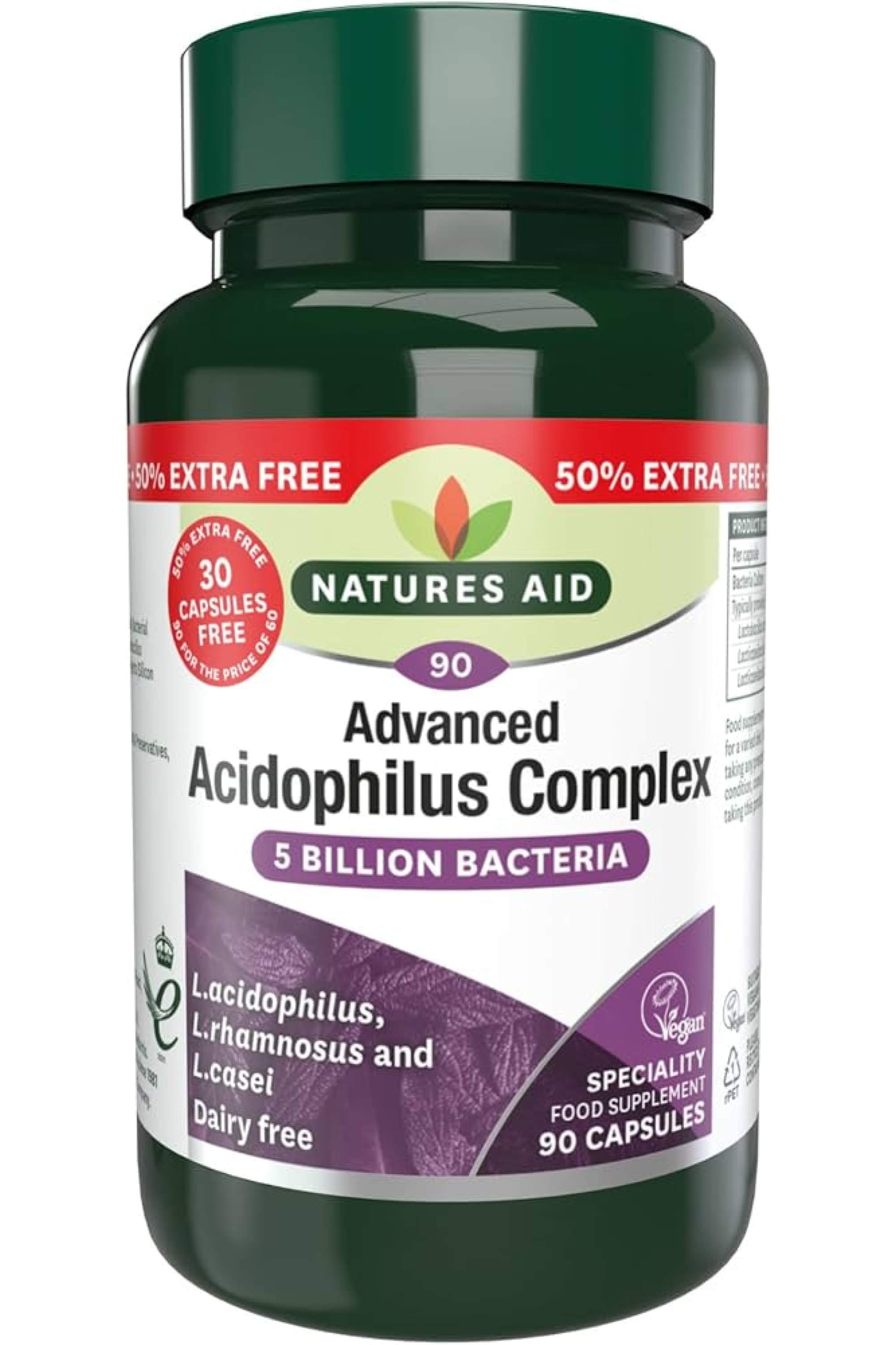 NATURES AID ACIDOPHILLUS COMPLEX CAPS 60'S