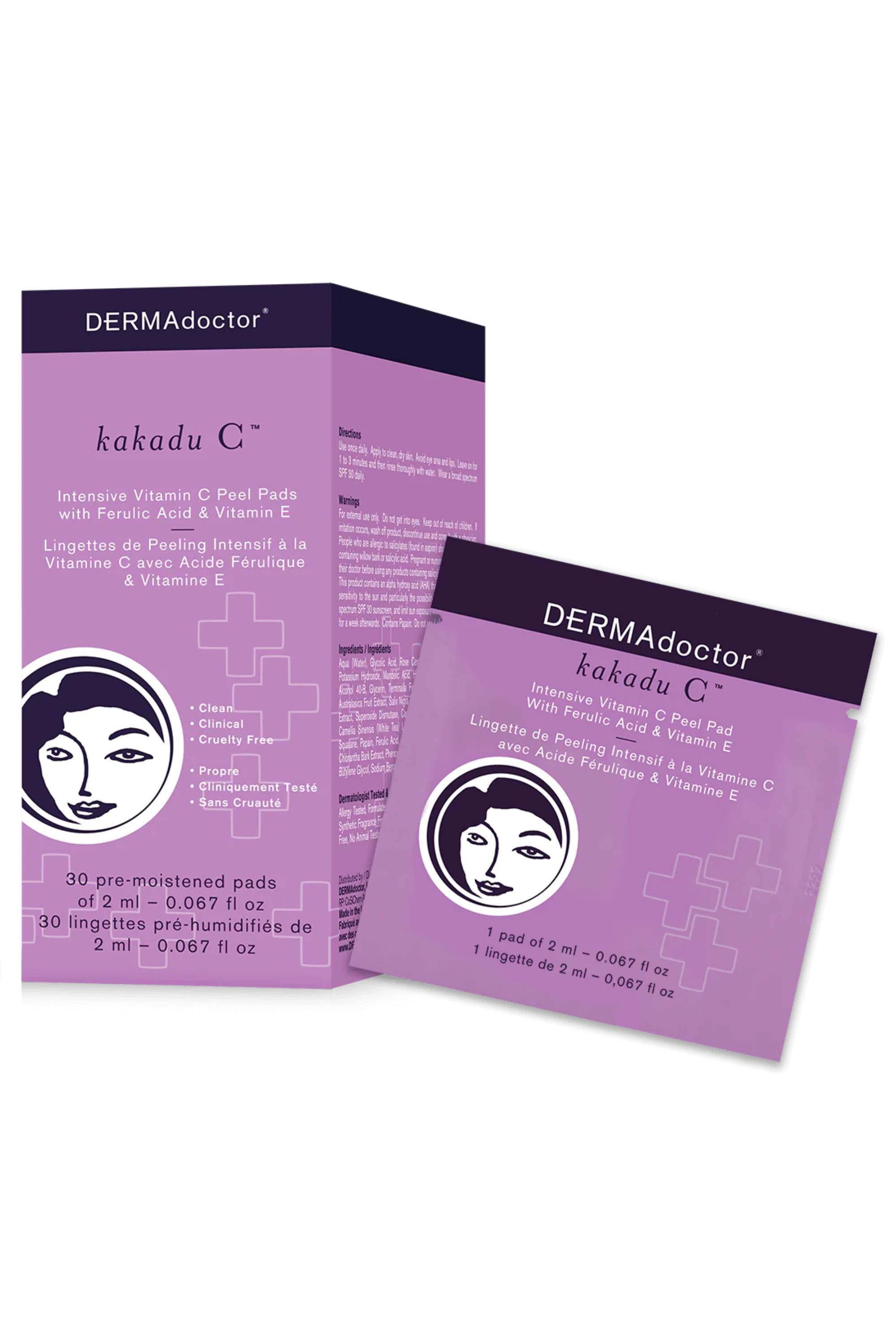 DERMA DOCTOR KAKADU C INTENSIVE VITAMIN C PEEL PADS WITH FERULIC AND VITAMIN E