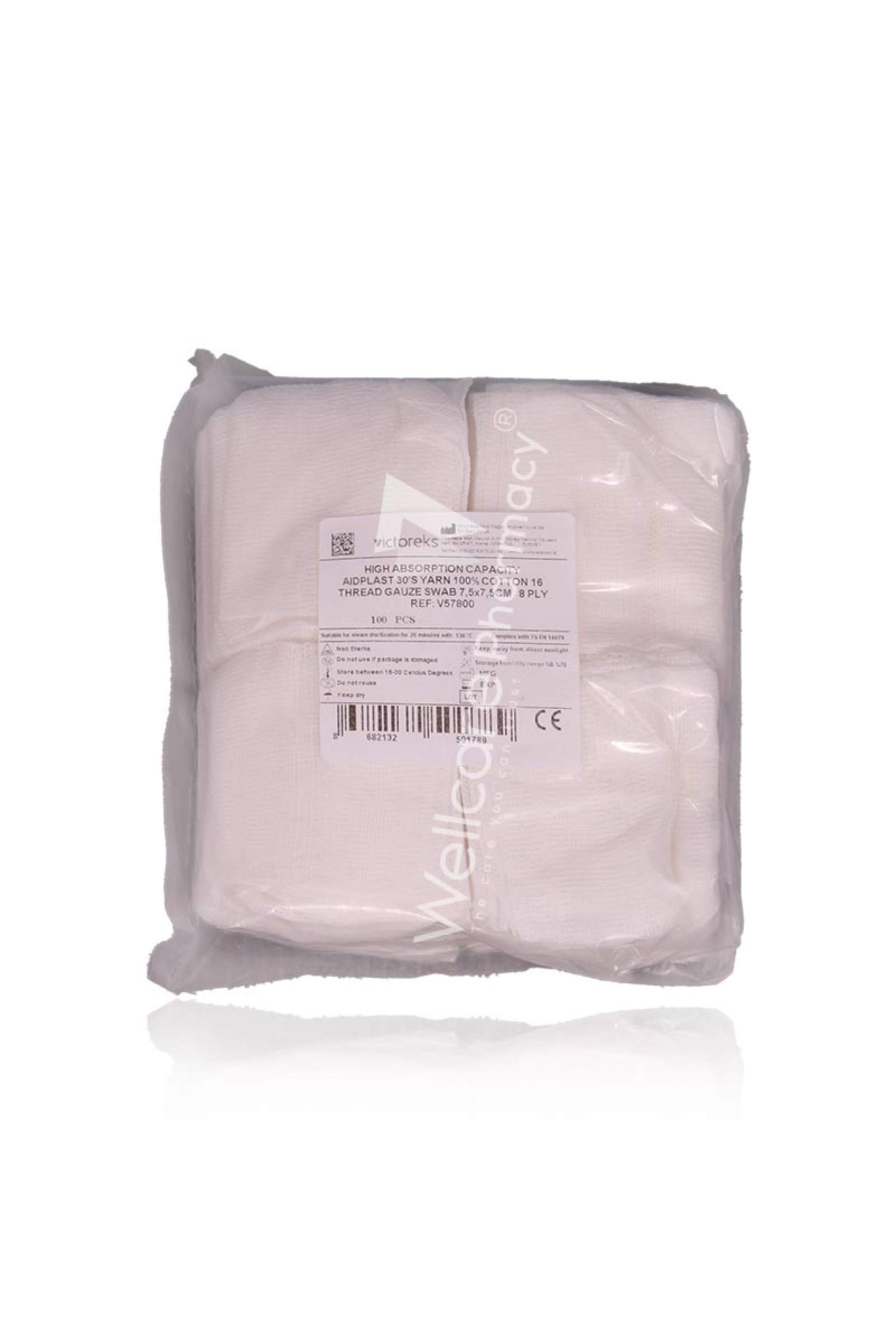 V55800-AIDPLAST 30's YAM 100% COTTON 16 THREAD GAUZE SWAB 5x5CM 8 PLY