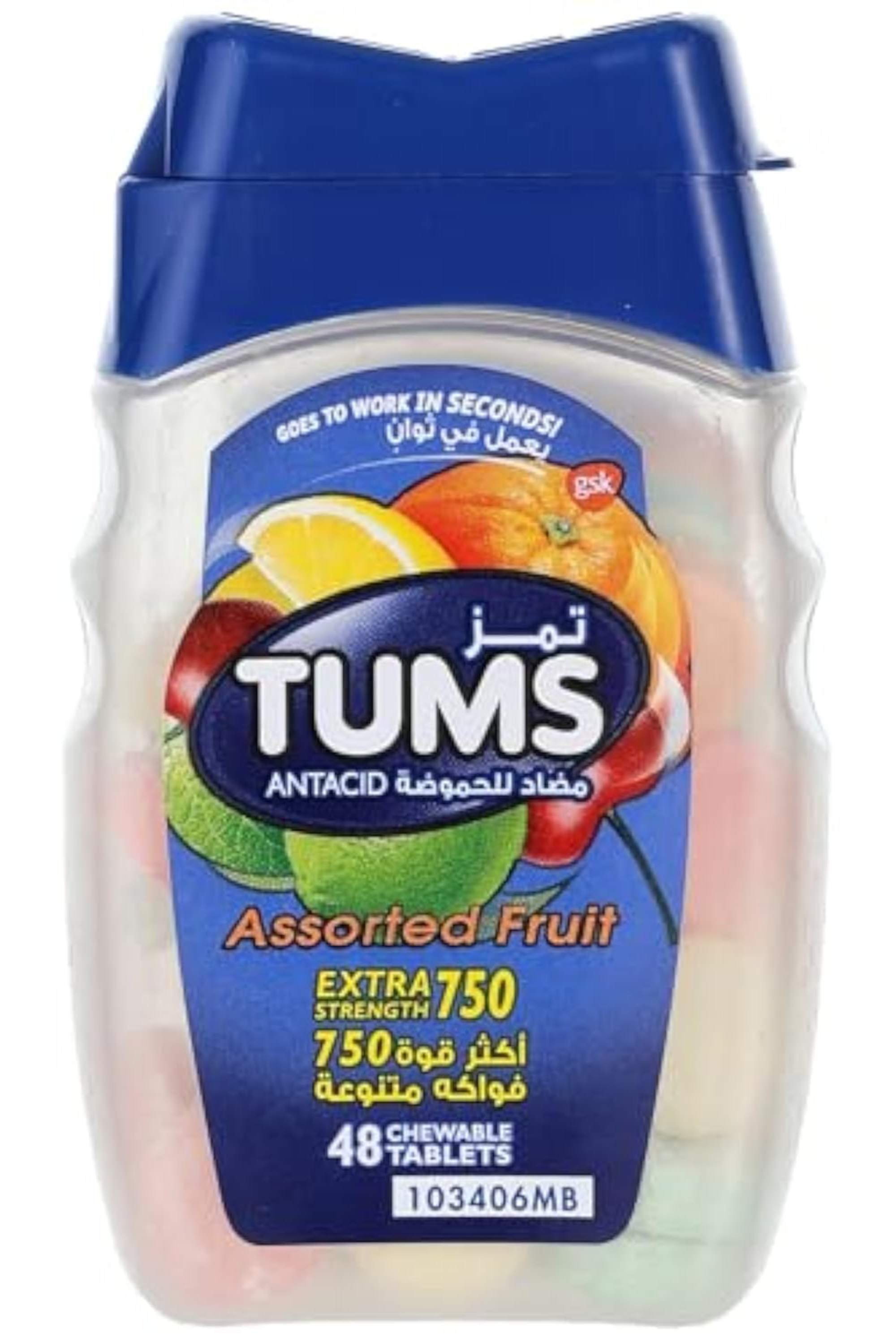 TUMS ASSORTED FRUITS CHEW. TAB 48'S