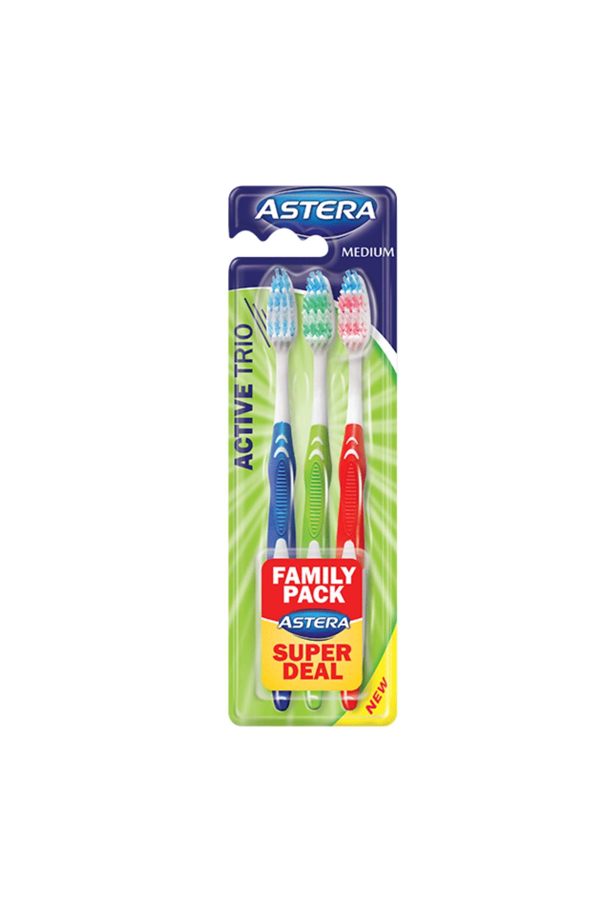 ASTERA ACTIVE TRIO MEDIUM FAMILY PACK 3'S TOOTHBRUSH
