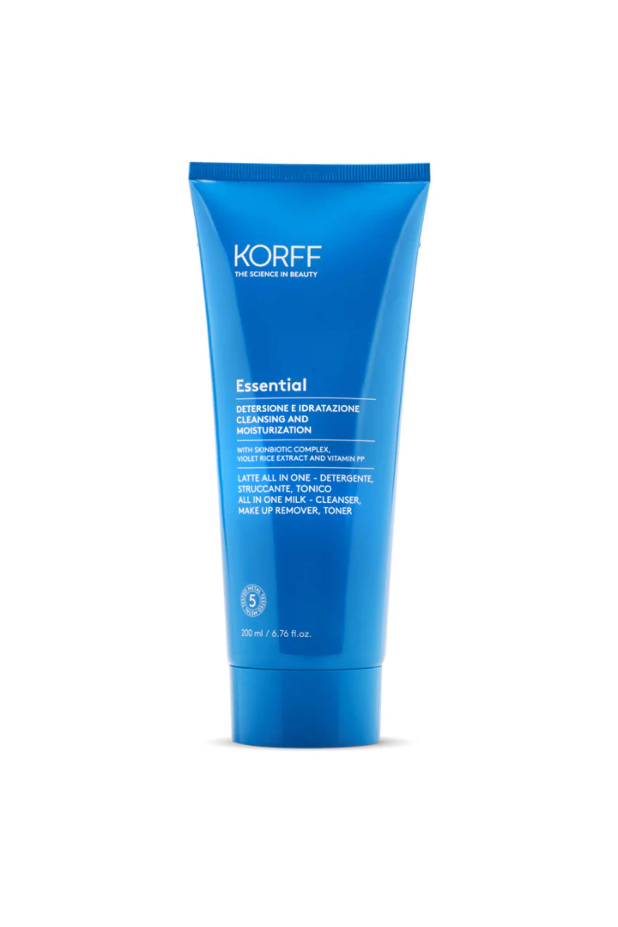 KORFF ESSENTIAL MILKY CREAM ALL IN ONE CLEANSER,MAKE UP REMOVER,TONER 200ML