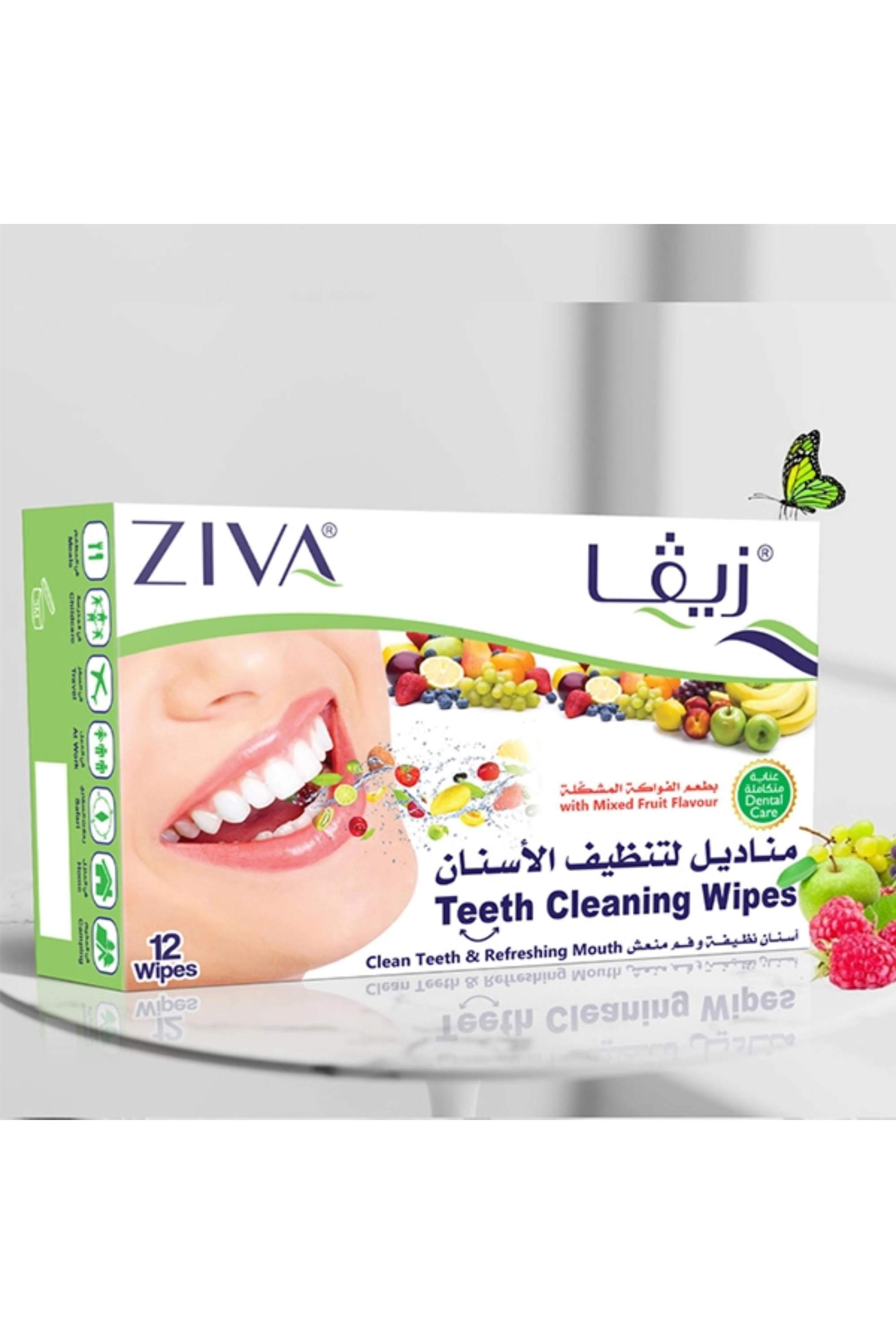 ZIVA TEETH CLEANING WIPES MIXED FRUIT ZW083