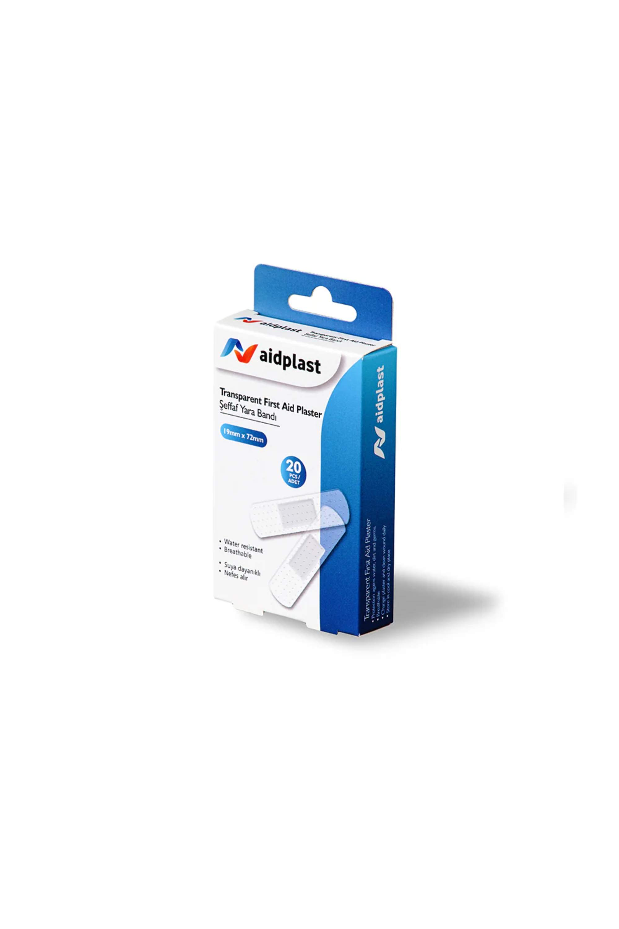 V810-AIDPLAST TRANSPARENT FIRST AID PLASTER 19MM X 72MM PE