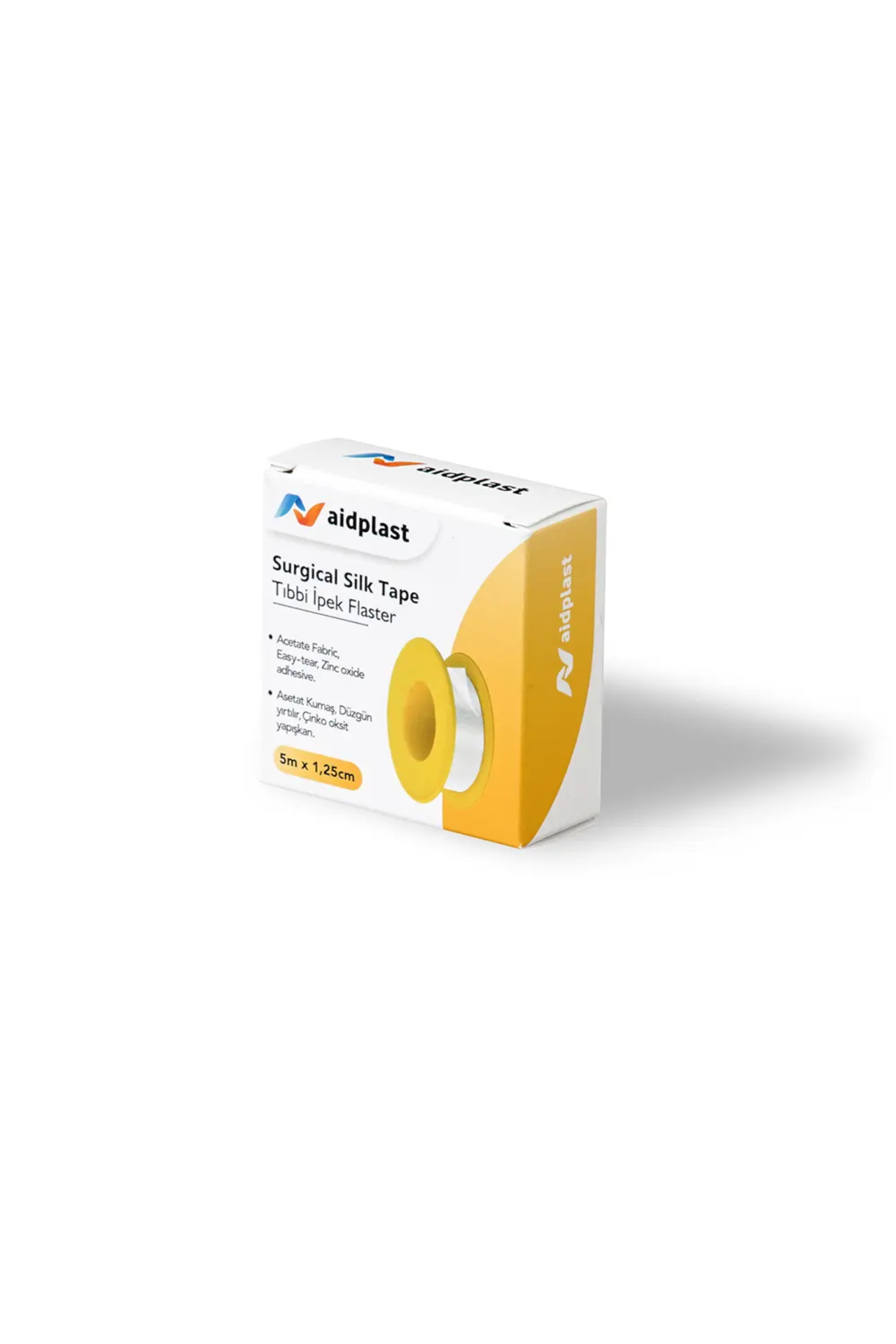V201-AIDPLAST SURGICAL SILK TAPE 5M X 1.25CM
