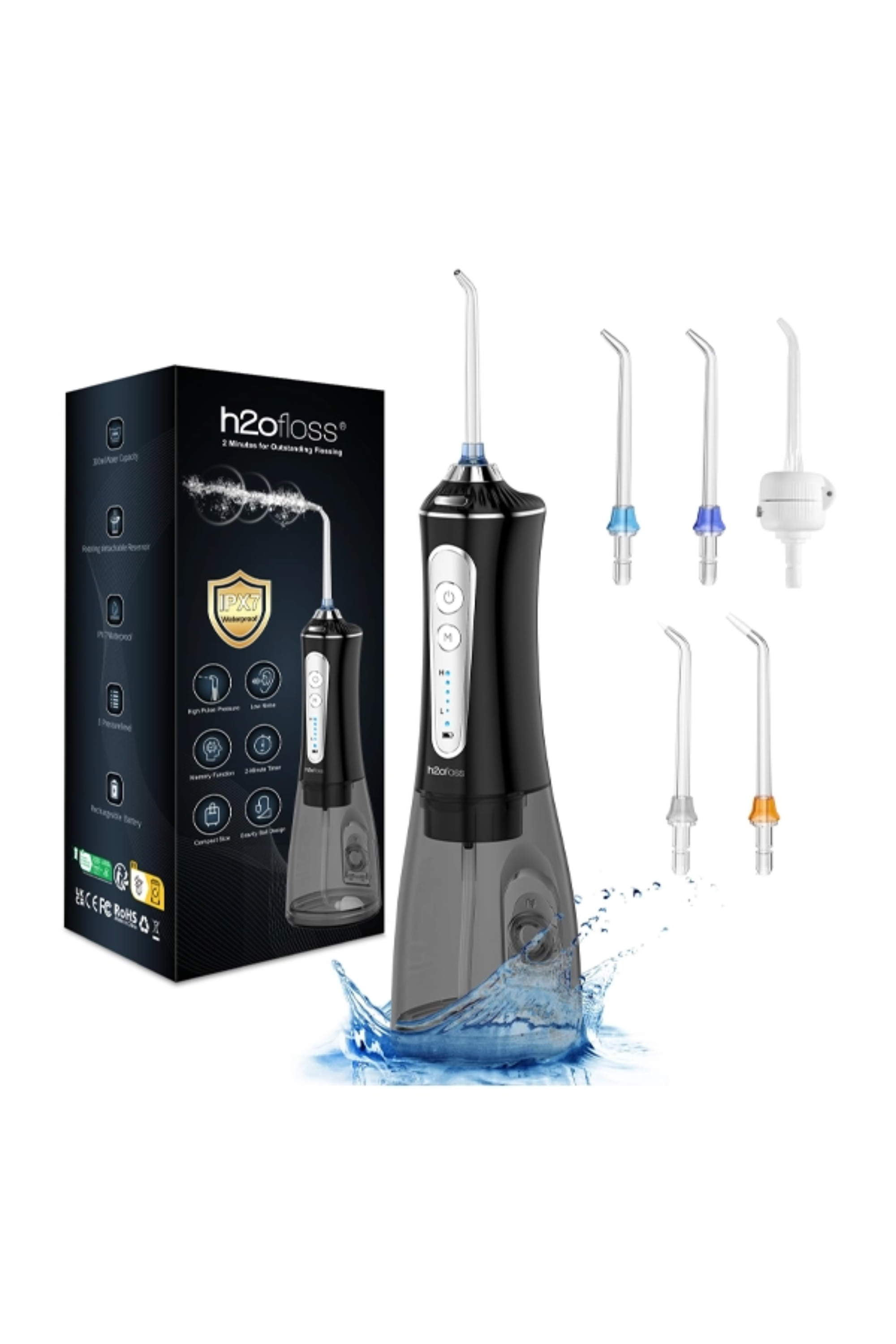 H2O WATERFLOSS  CORDLESS MINI HF-10 BLACK
