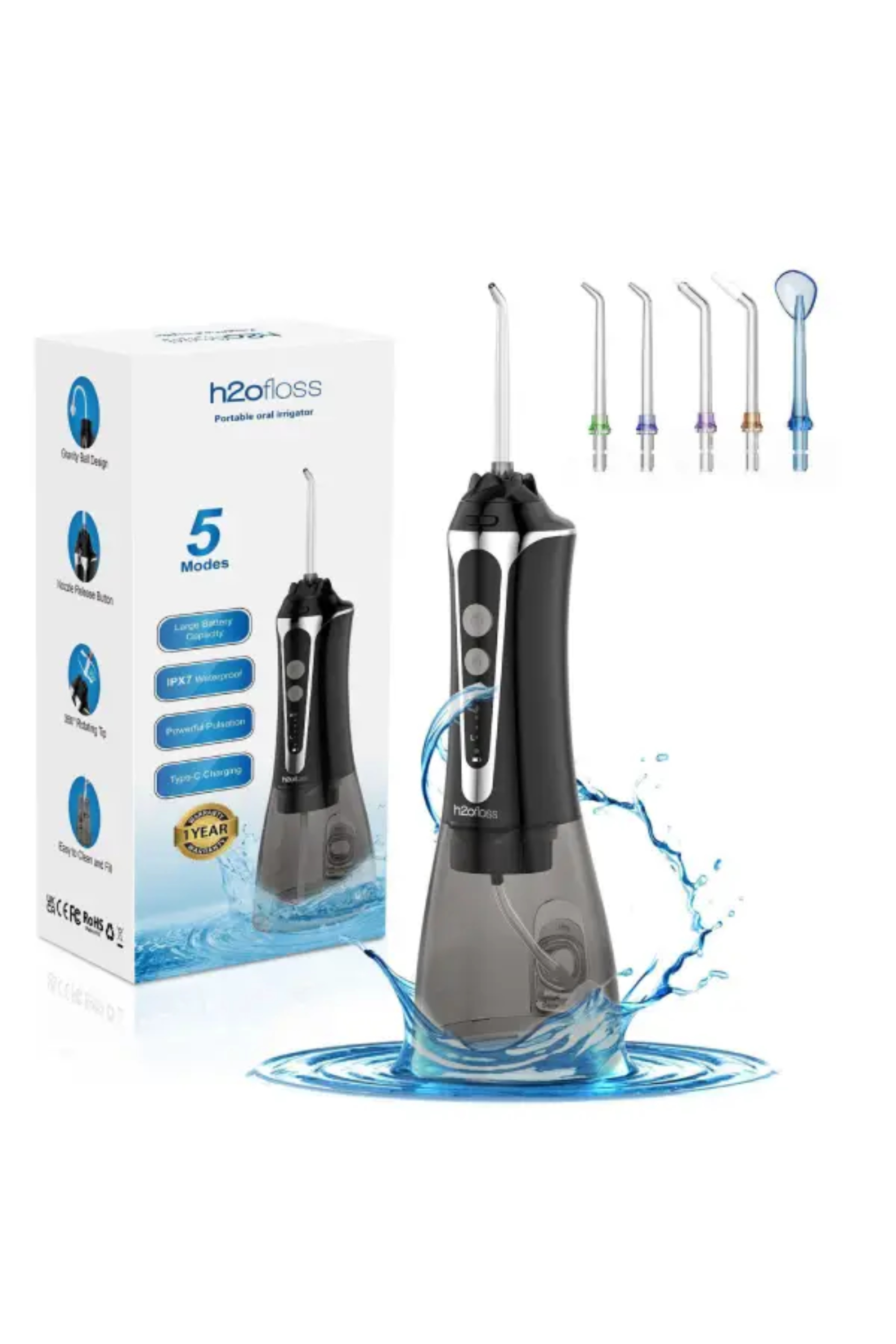 H2O WATERFLOSS CORDLESS P11 BLACK