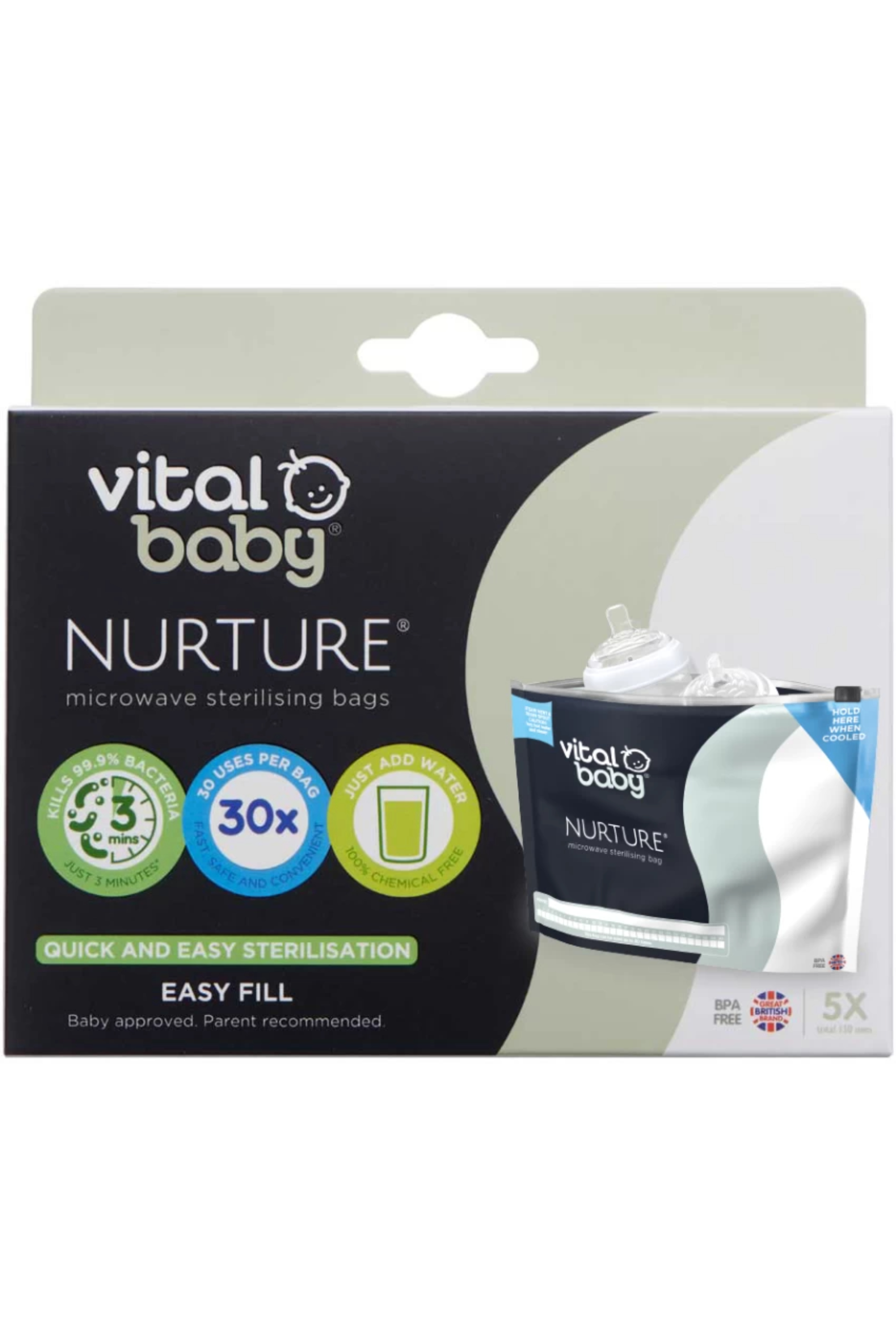 VITAL BABY NURTURE MICROWAVE STERILISING BAGS 5PK