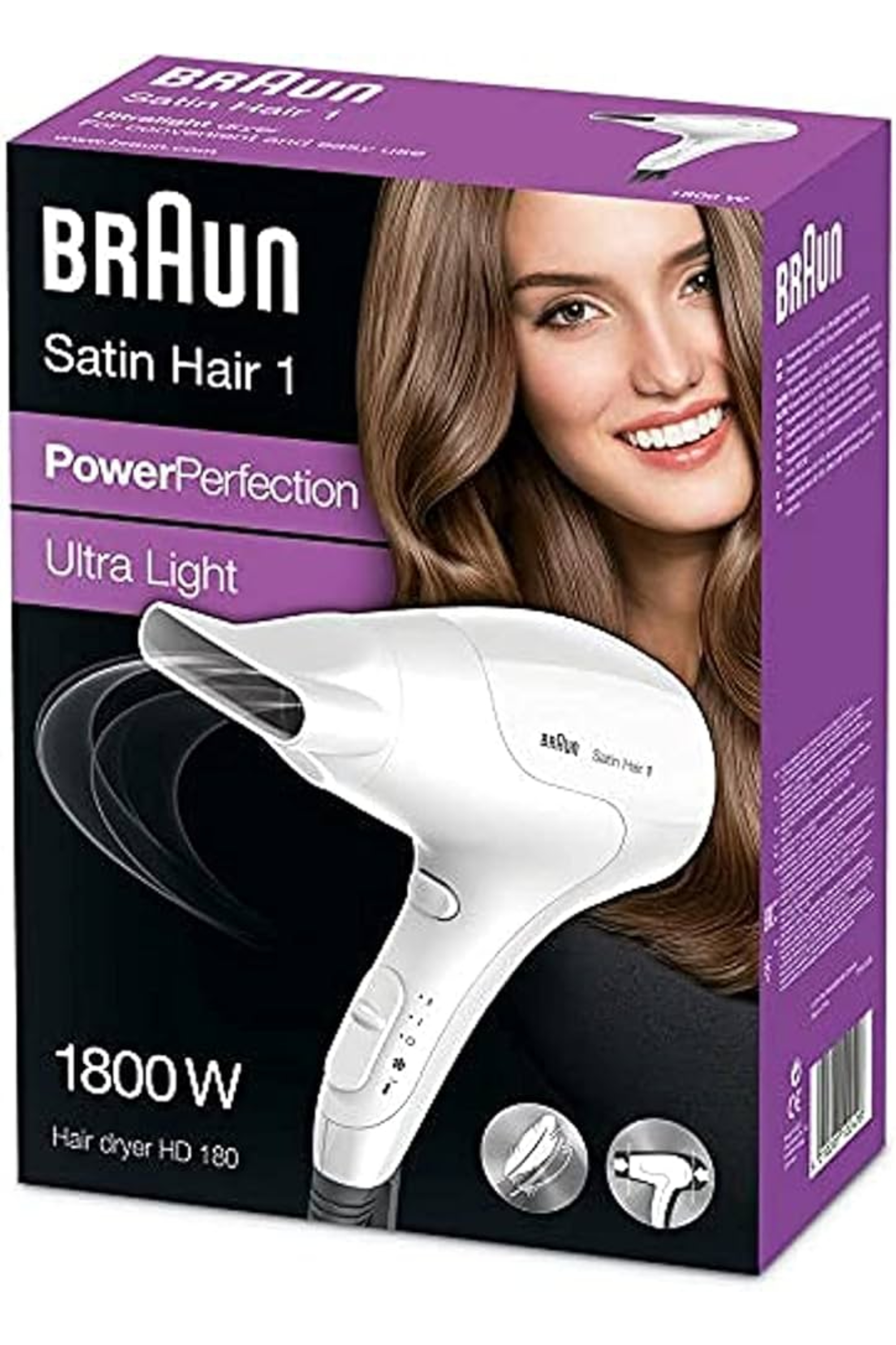 براون مجفف شعر HD180 اللون  أبيض  1*6 وحدات