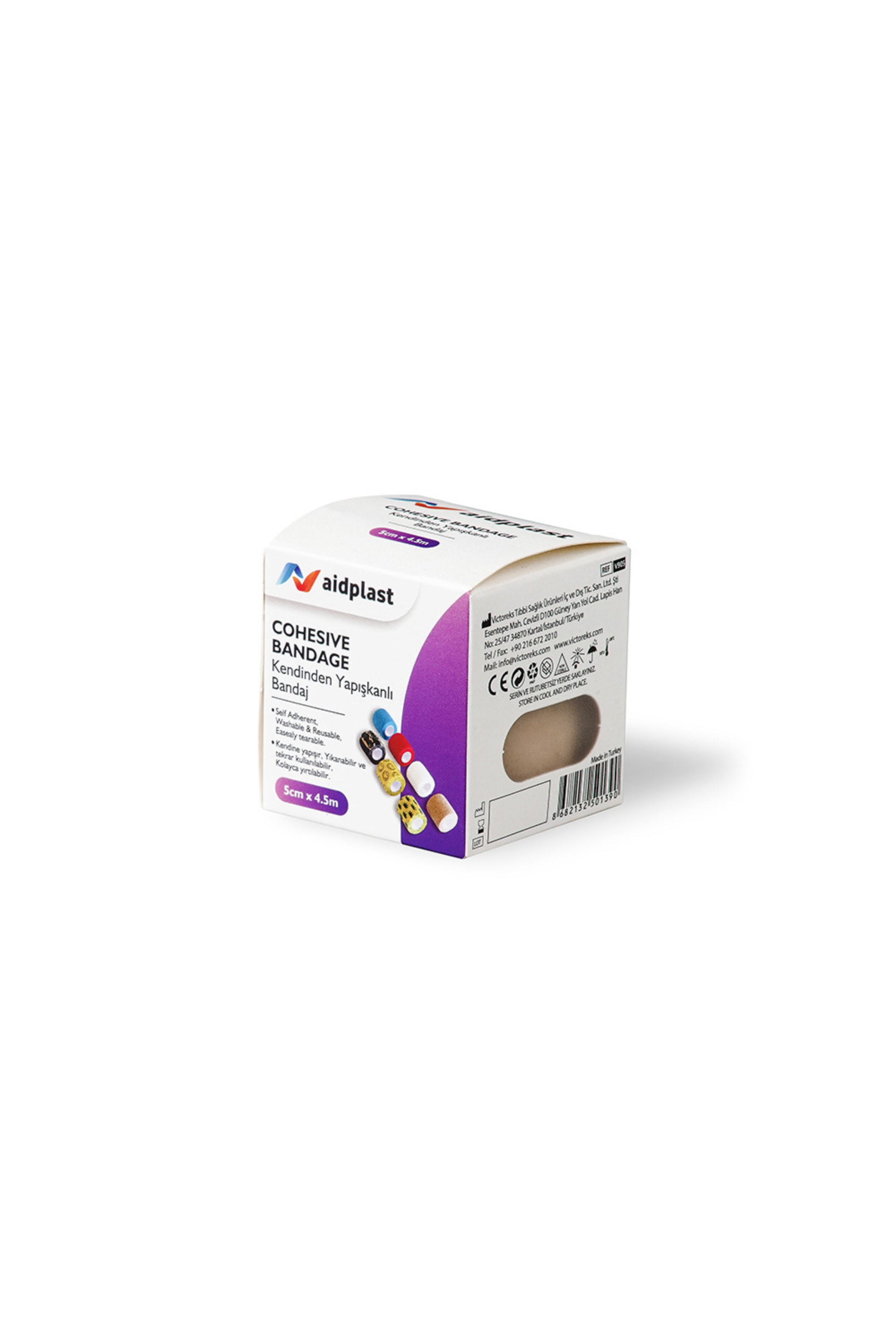 V90545-AIDPLAST COHESIVE BANDAGE 5CM X 4.5M (SKIN COLOR)