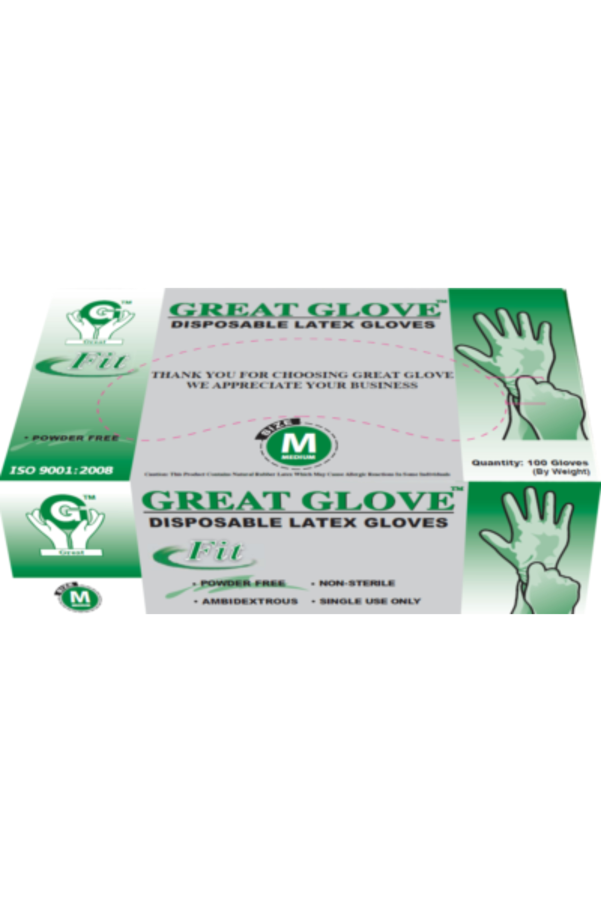 Great Glove Latex Powder Free Gloves Small 100Pcs