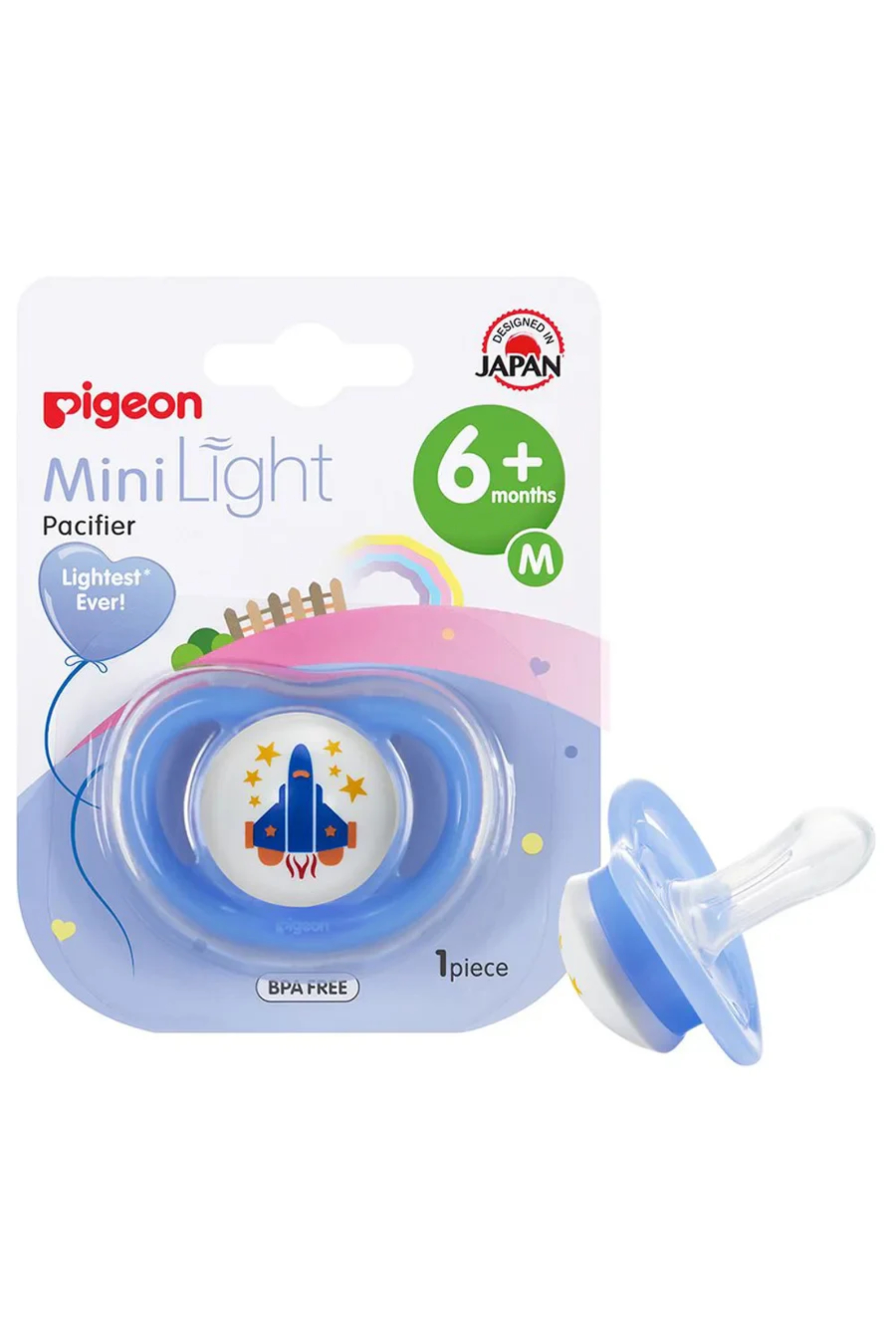 PIGEON MINILIGHT PACIFIER SINGLE (M) BOY AEROPLANE (78460)
