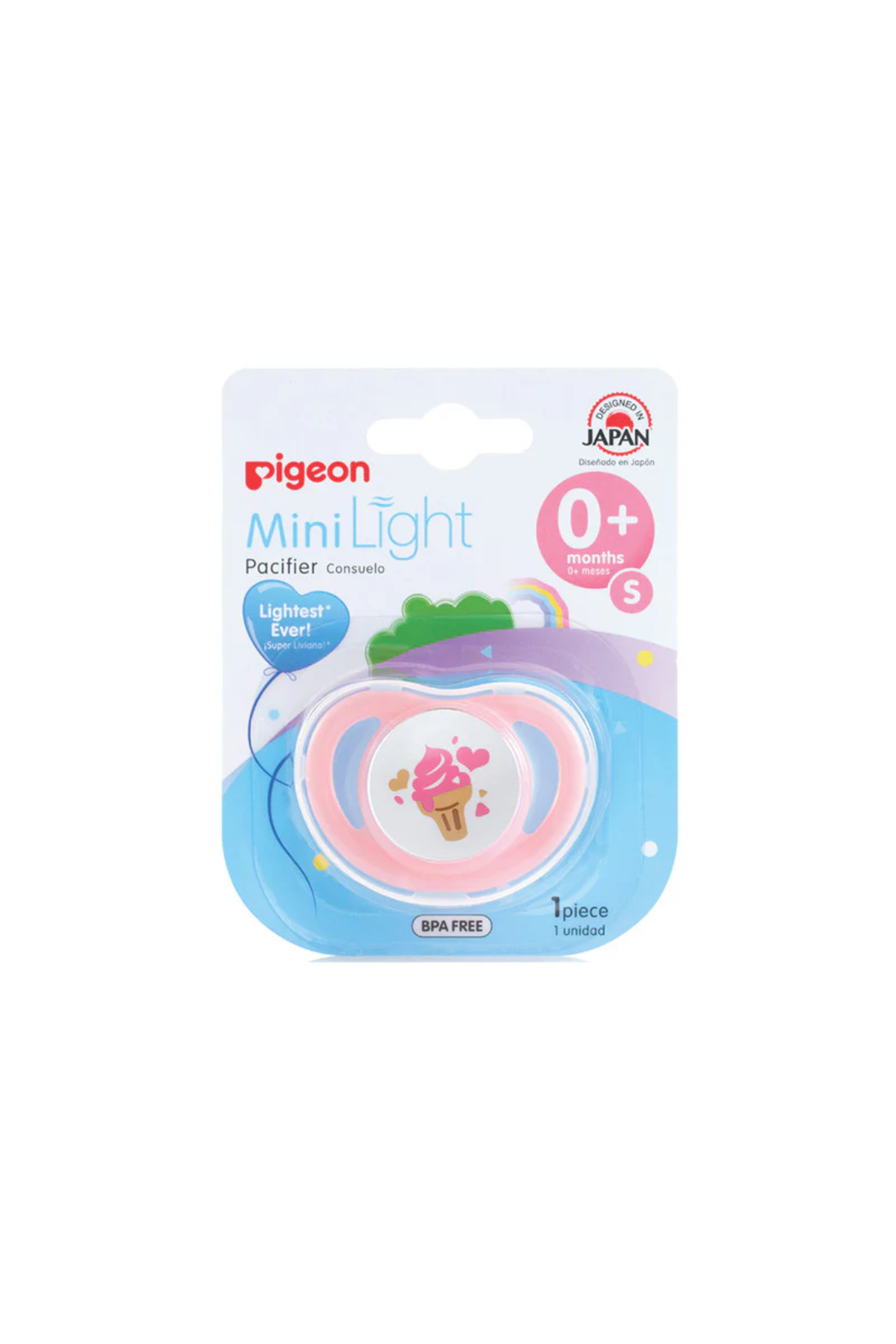 PIGEON MINILIGHT PACIFIER SINGLE (S) GIRL ICE CREAM (78458)