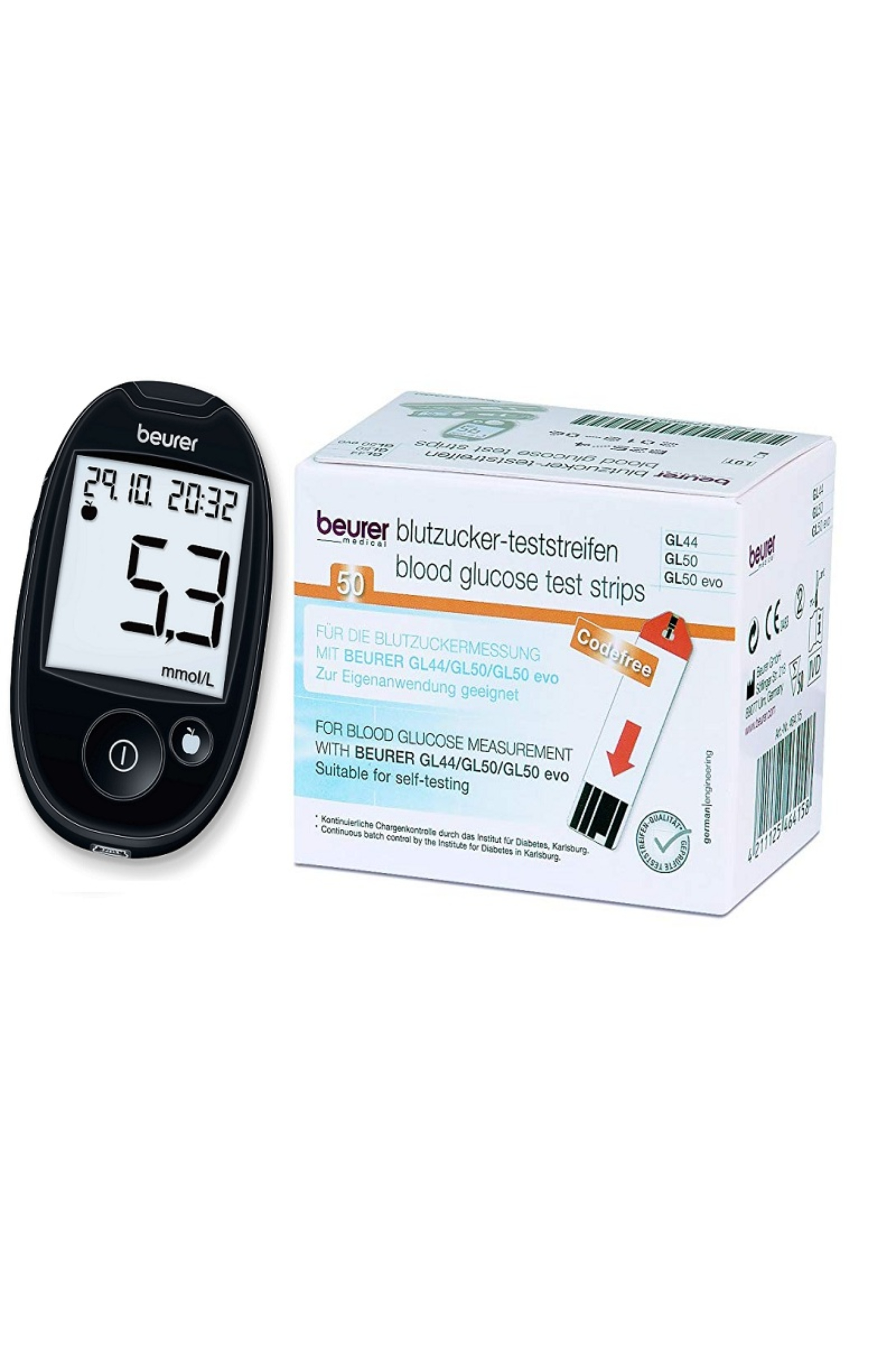 BEURER CODEFREE GL 44/GL BLOOD GLUCOSE TEST STRIPS 50'S
