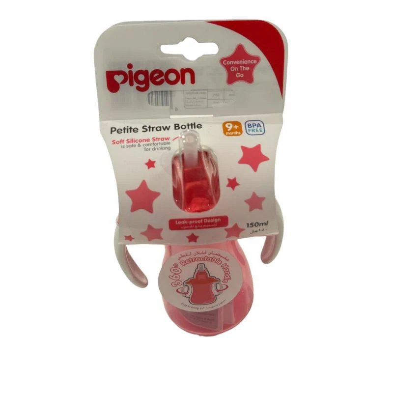 PIGEON PETITE STRAW BOT. 150ML PINK (26150)