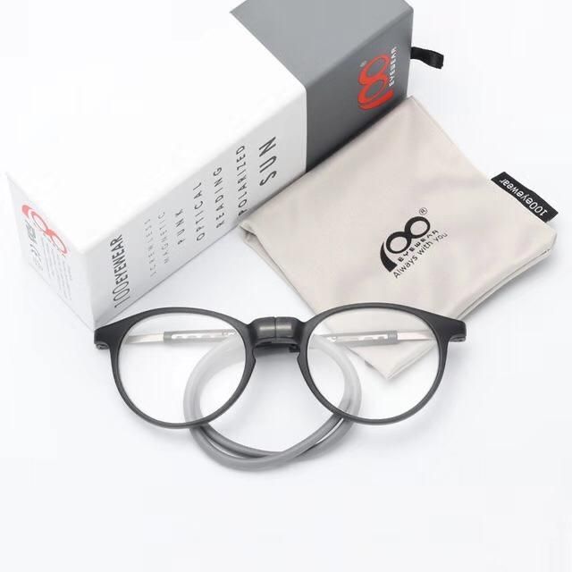Medical Reading Eye Glasses 100 Eye Wear Rear Mag ,Round Gray, Antiblue  /+1